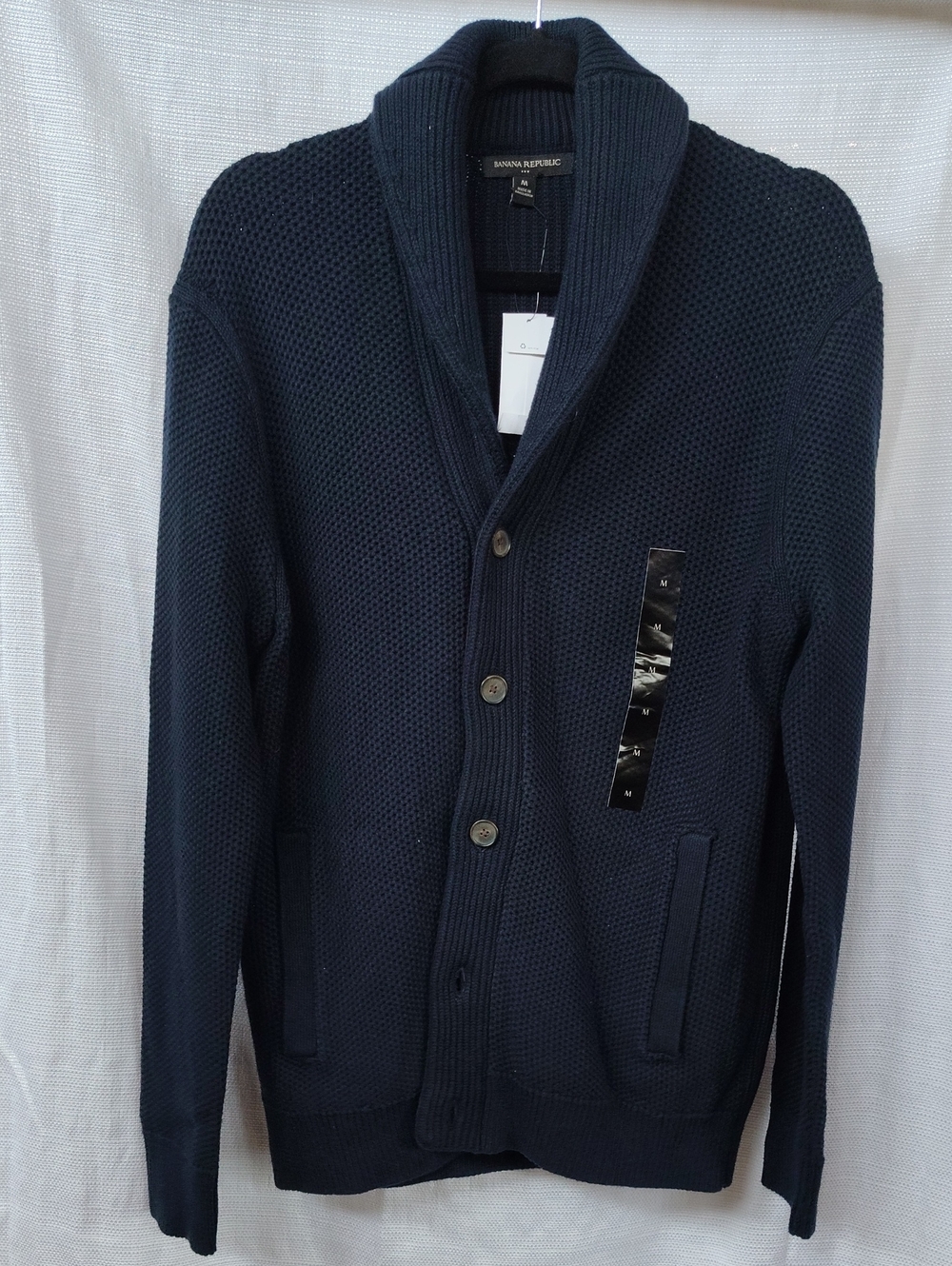 NWT Banana Republic Men's Navy Shawl-Collar Button Cardigan Sweater Medium